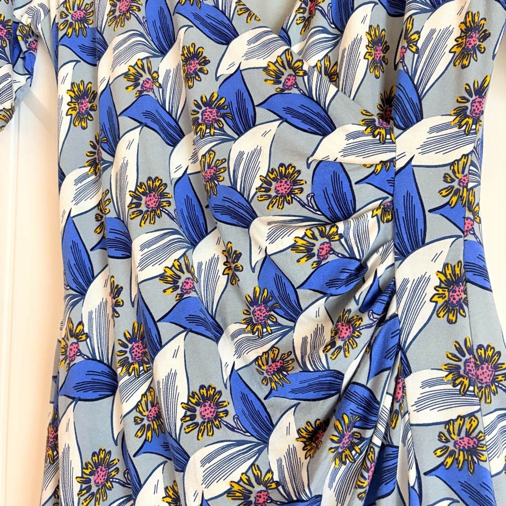 Boden Blue Ruth Dress Floral Faux Wrap Size 8 - Picture 2 of 4
